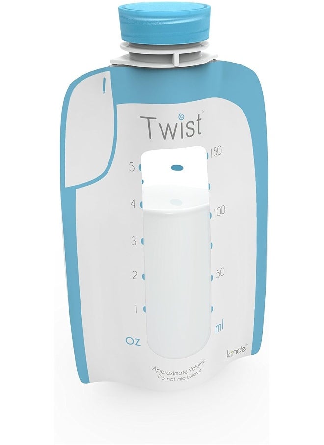 Kiinde Twist Pouch Direct-Pump Direct-Feed Twist Cap Breast Milk Storage Bag for Pumping, Freezing, Heating and Feeding, Pre-Sterilized, Breast Feeding Essentials, 6 Ounce, Pack of 20