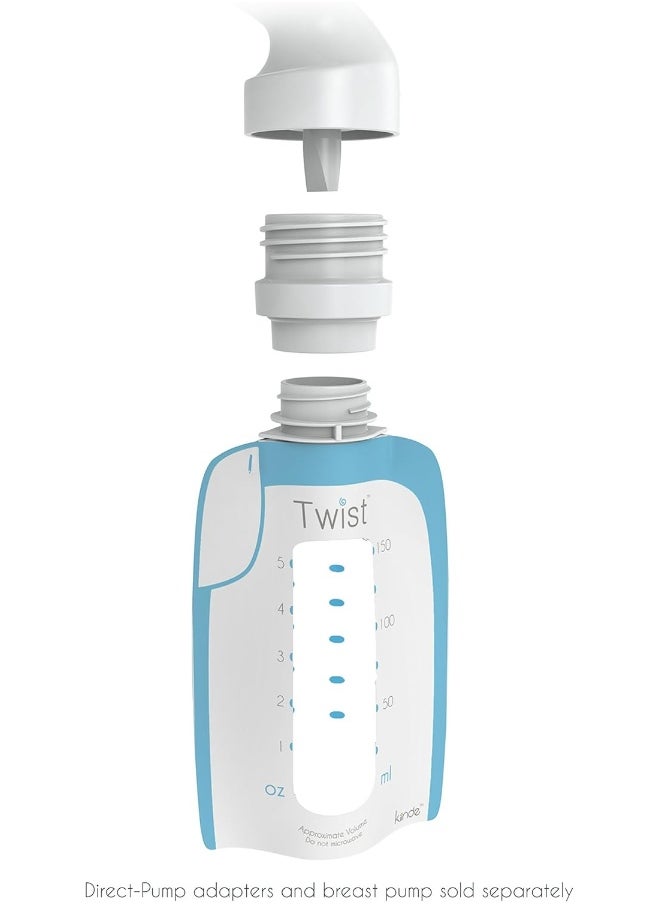 Kiinde Twist Pouch Direct-Pump Direct-Feed Twist Cap Breast Milk Storage Bag for Pumping, Freezing, Heating and Feeding, Pre-Sterilized, Breast Feeding Essentials, 6 Ounce, Pack of 20