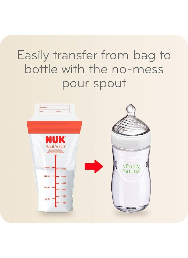 NUK Simply Natural Seal n' Go Breast Milk Bags, 100 CT