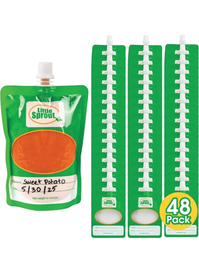 Disposable 6oz Baby Food Storage Pouch Containers, 48 Pack