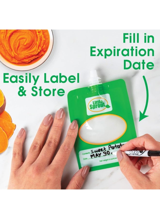Disposable 6oz Baby Food Storage Pouch Containers, 48 Pack