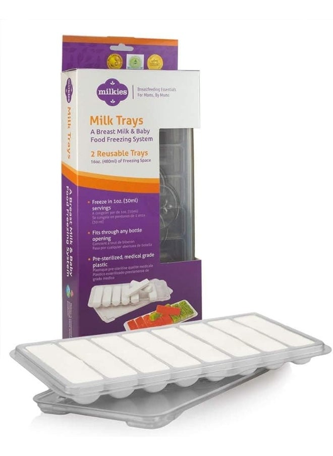 Fairhaven Health Milk Tray with Lid, Breastmilk Freezer Organization, 1 Ounce Sticks, Set of 2, Reusable, BPA and Silicone Free Containers, Freeze Your Baby Food