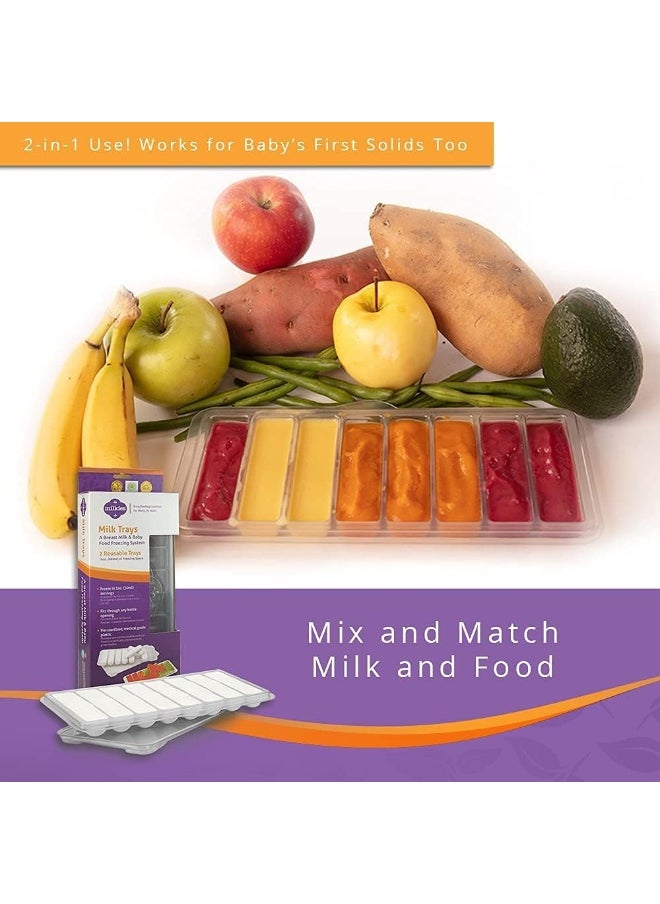 Fairhaven Health Milk Tray with Lid, Breastmilk Freezer Organization, 1 Ounce Sticks, Set of 2, Reusable, BPA and Silicone Free Containers, Freeze Your Baby Food