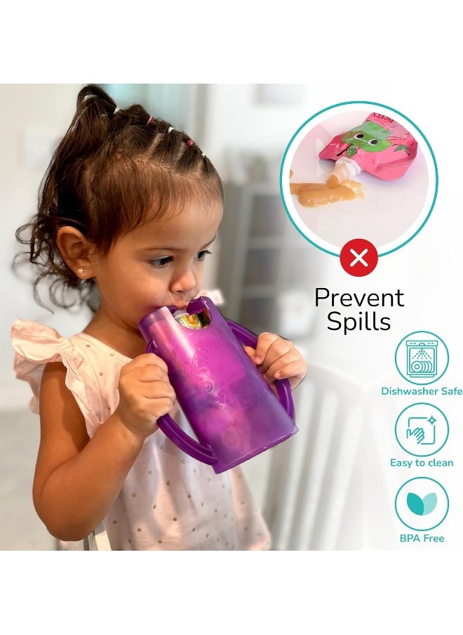 2-in-1 Food Pouch and Juice Box Holder, US Made Squeeze-Proof 2-Pack (Purple)