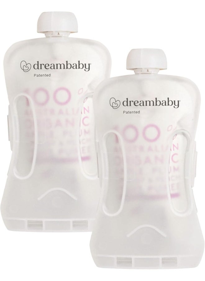 Dreambaby Pouch Pal Self Feeding Baby Food Pouch Holder - No Squeeze, No Spill, No Mess Reusable Container for Baby Led Weaning - 2 Pack
