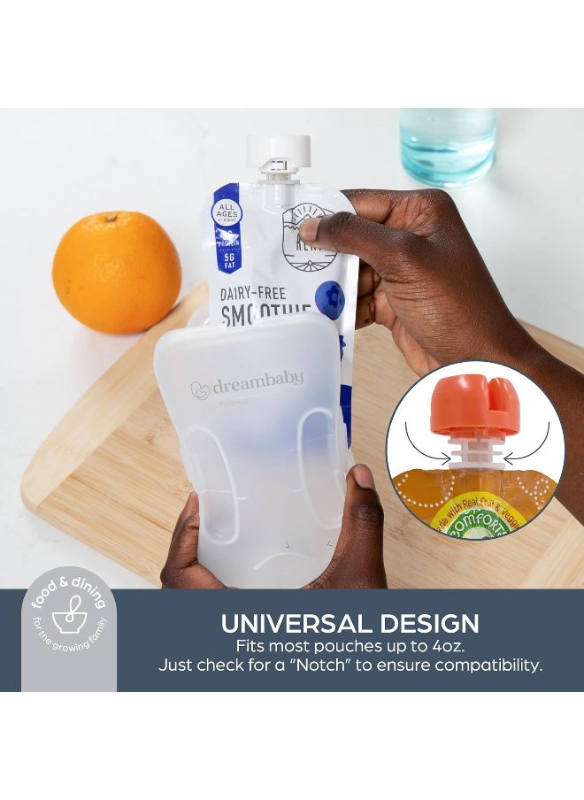 Dreambaby Pouch Pal Self Feeding Baby Food Pouch Holder - No Squeeze, No Spill, No Mess Reusable Container for Baby Led Weaning - 2 Pack