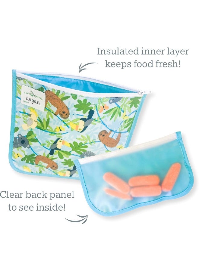 green sprouts Reusable Insulated Sandwich Bags (2 Pack) | Holds Food, Utensils, Wipes & More | Keeps Food Fresh | Waterproof