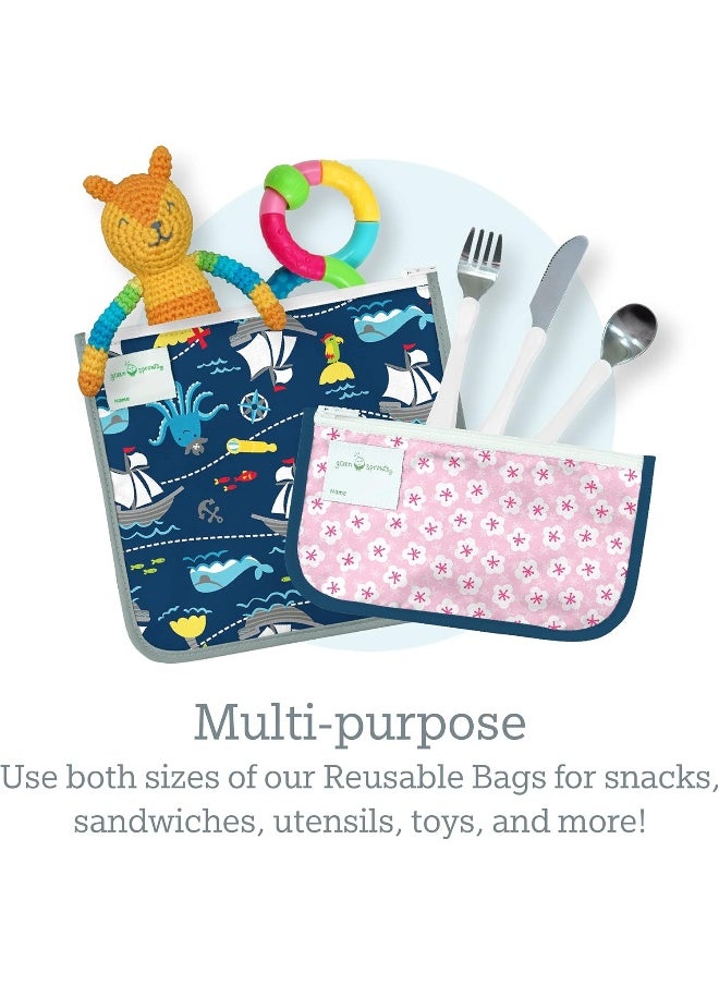 green sprouts Reusable Insulated Sandwich Bags (2 Pack) | Holds Food, Utensils, Wipes & More | Keeps Food Fresh | Waterproof