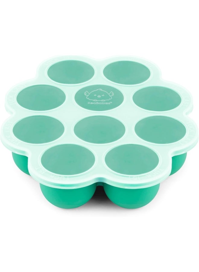 Silicone Baby Food Freezer Tray with Clip-on Lid - Breast Milk Trays for Freezer - Baby Food Containers - Baby Food Trays for Freezing, Dishwasher, Microwave, BPA-Free Baby Food Storage (Alpine Green)