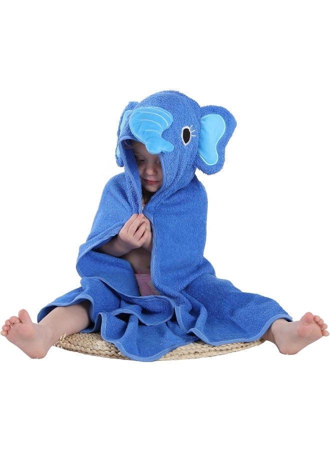 MICHLEY Animal Face Hooded Baby Towel Cotton Bathrobe for Boys Girls 0-6 Year Blue