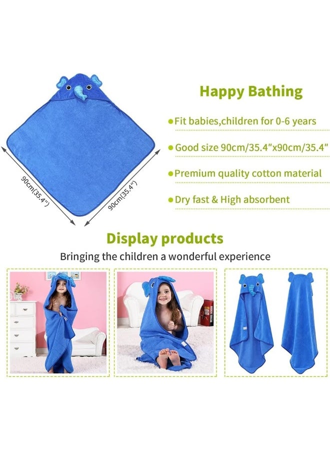 MICHLEY Animal Face Hooded Baby Towel Cotton Bathrobe for Boys Girls 0-6 Year Blue