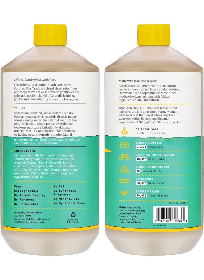 Alaffia, Bubble Bath, Shea & Lemon Balm, Eucalyptus Mint, 32 fl oz (950 ml)