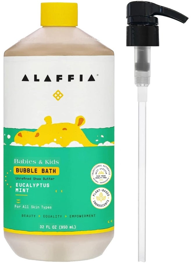 Alaffia, Bubble Bath, Shea & Lemon Balm, Eucalyptus Mint, 32 fl oz (950 ml)