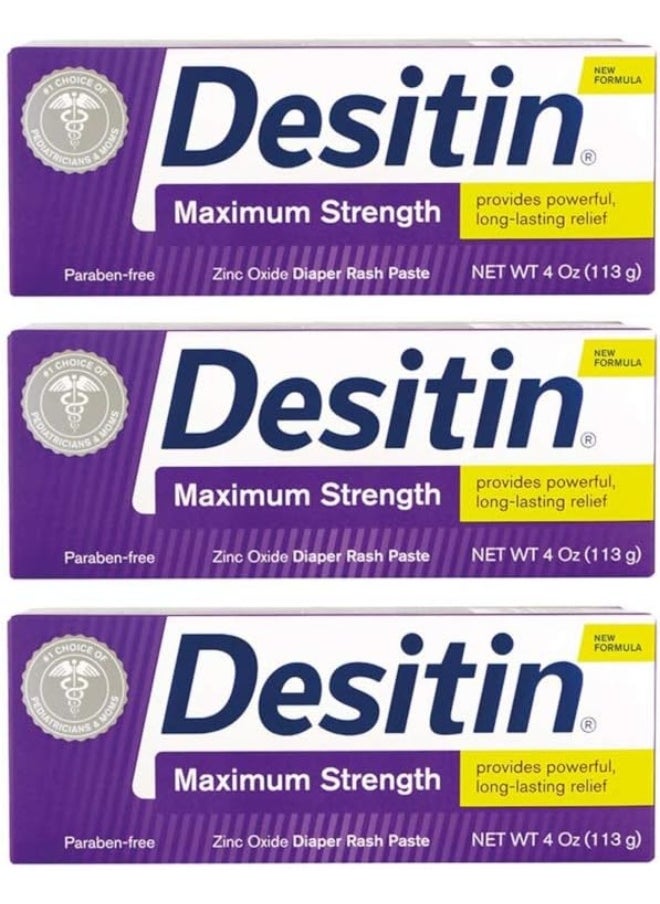 Desitin Maximum Strength Diaper Rash Paste 4 Oz Tube (Pack Of 3)