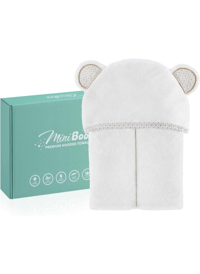 Miniboo Organic Bamboo Hooded Baby Towel - Ultra Soft and Super Absorbent Baby Bath Towels for Newborns, Infants and Toddlers - Suitable as Baby Gifts