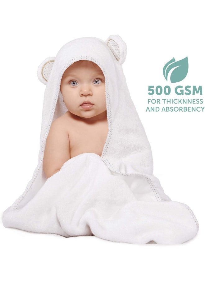 Miniboo Organic Bamboo Hooded Baby Towel - Ultra Soft and Super Absorbent Baby Bath Towels for Newborns, Infants and Toddlers - Suitable as Baby Gifts