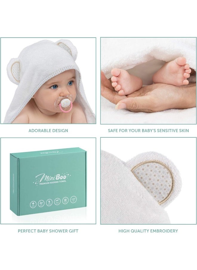 Miniboo Organic Bamboo Hooded Baby Towel - Ultra Soft and Super Absorbent Baby Bath Towels for Newborns, Infants and Toddlers - Suitable as Baby Gifts