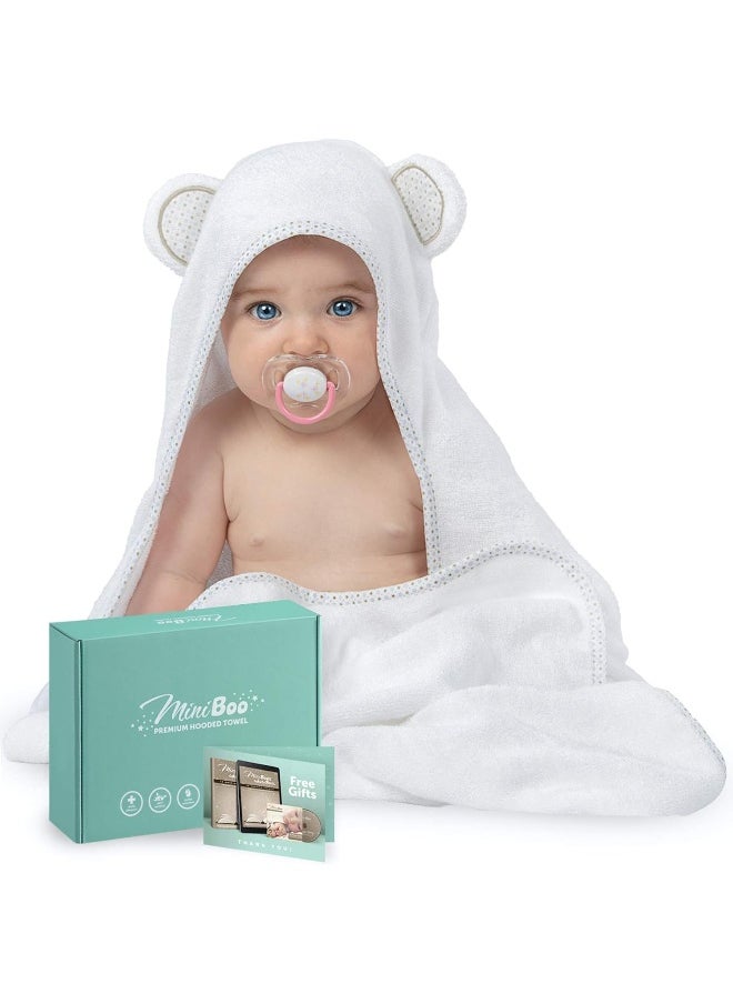 Miniboo Organic Bamboo Hooded Baby Towel - Ultra Soft and Super Absorbent Baby Bath Towels for Newborns, Infants and Toddlers - Suitable as Baby Gifts