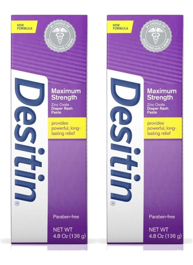 WSED Maximum Strength Baby Diaper Rash Cream with 40% Zinc Oxide for Diaper Rash Relief & Prevention (2 Pack)