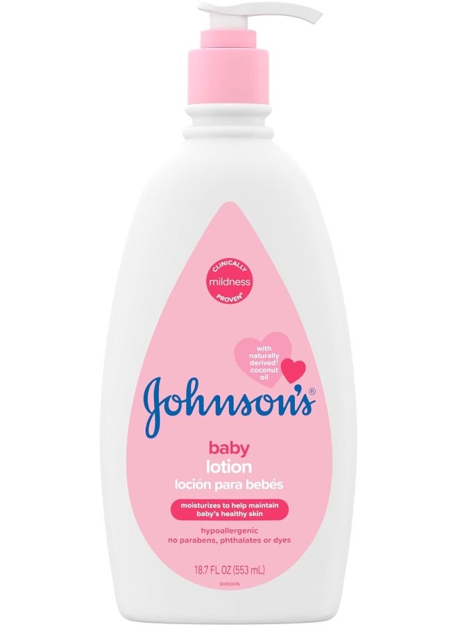Johnson's Moisturizing Mild Pink Baby Lotion with Coconut Oil for Delicate Baby Skin
