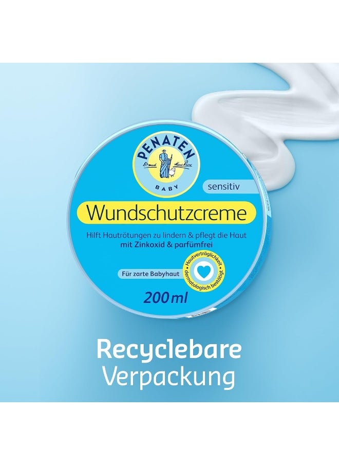 PENATEN Wound Protection Cream, Soothing Baby Wound Protection Cream with Zinc Oxide for Protection in The Diaper Area 200 ml / 6.76 Oz