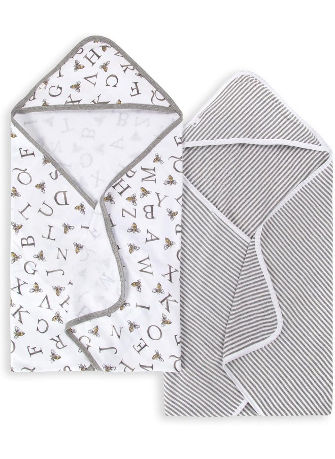Burt's Bees Baby - Hooded Towels, Absorbent Knit Terry, Super Soft Single-Ply, 100% Organic Cotton 2 Pack