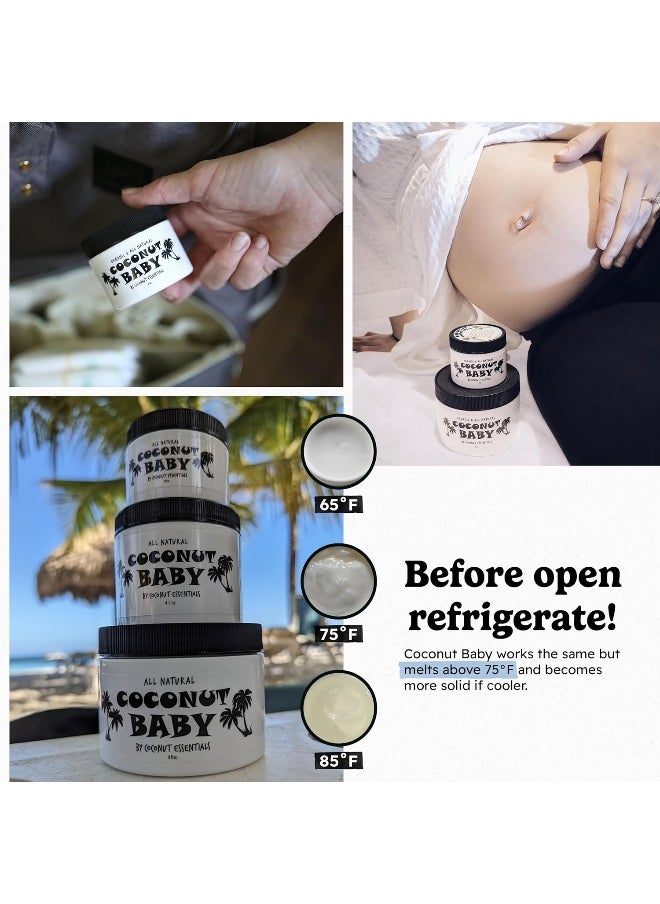 Coconut Baby Oil Organic Moisturizer - Vitamin E Oil for Hair and Skin Care - Cradle Cap Treatment, Eczema and Psoriasis Relief - Massage - Sensitive Skin, Diaper Rash Guard, Stretch Marks (8 fl oz)