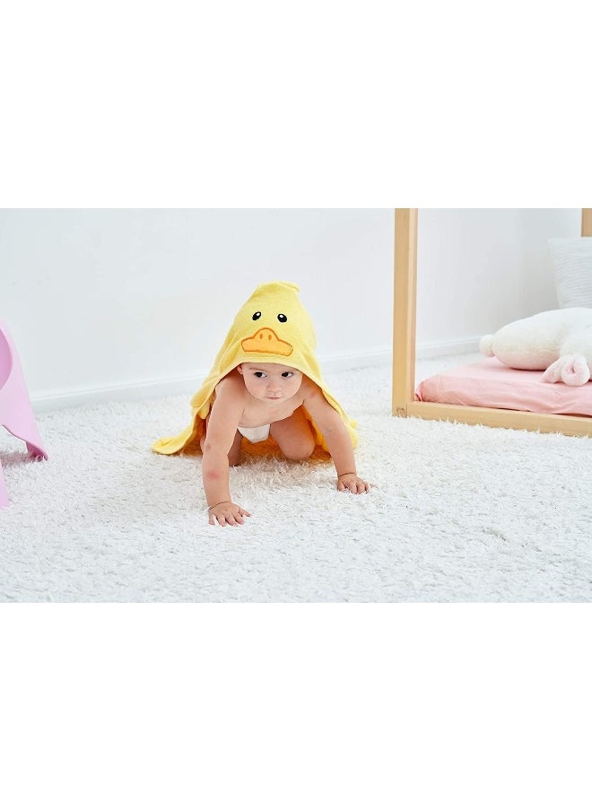 HIPHOP PANDA Bamboo Hooded Baby Towel - Softest Hooded Bath Towel for Baby, Toddler, Infant, Perfect for Boy and Girl - (Yellow Duck, 100cm x 100cm)