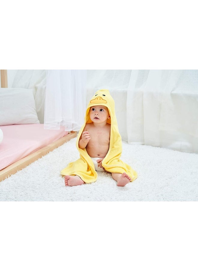 HIPHOP PANDA Bamboo Hooded Baby Towel - Softest Hooded Bath Towel for Baby, Toddler, Infant, Perfect for Boy and Girl - (Yellow Duck, 100cm x 100cm)