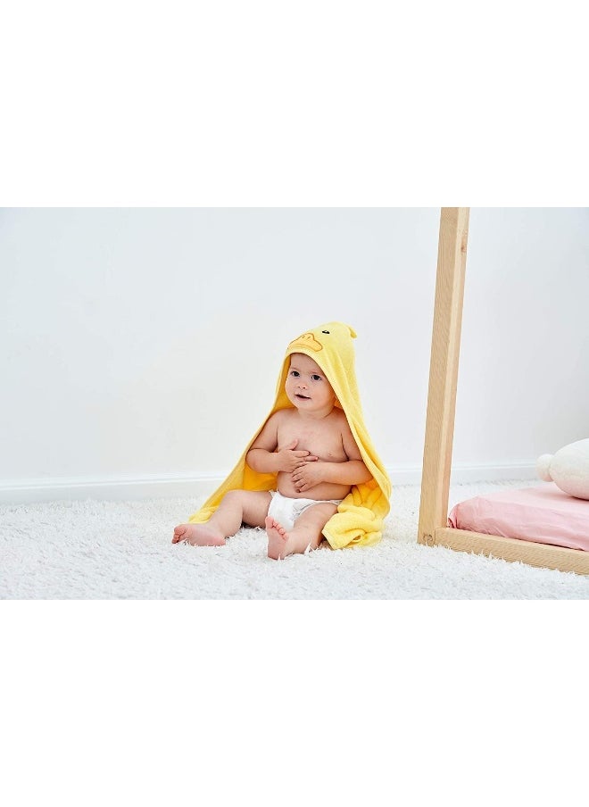 HIPHOP PANDA Bamboo Hooded Baby Towel - Softest Hooded Bath Towel for Baby, Toddler, Infant, Perfect for Boy and Girl - (Yellow Duck, 100cm x 100cm)