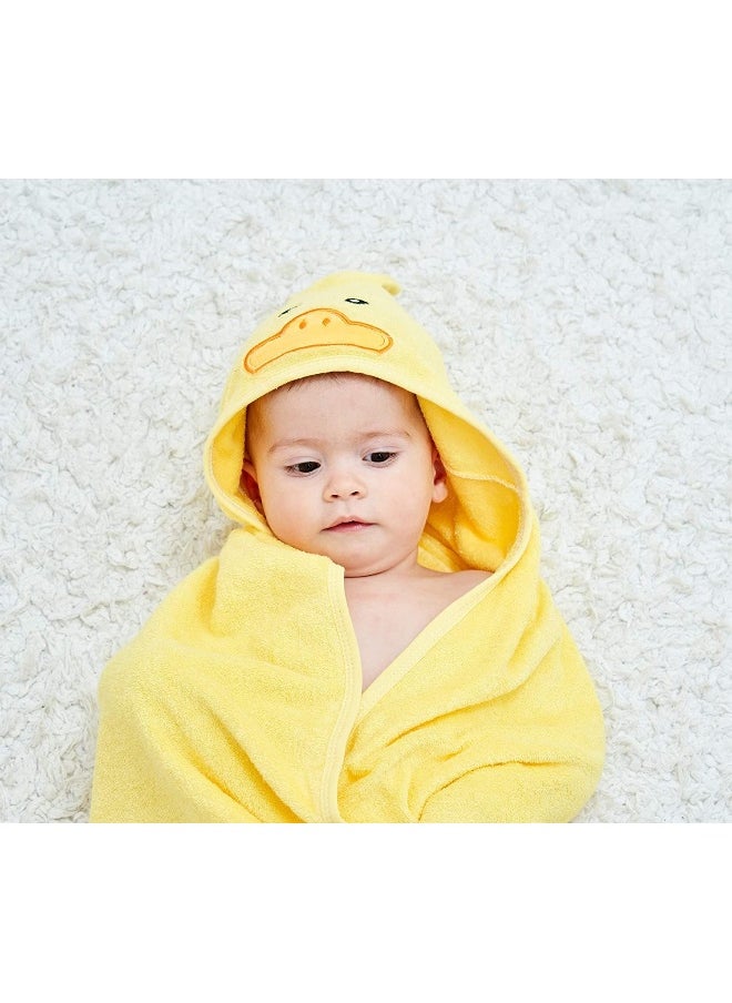 HIPHOP PANDA Bamboo Hooded Baby Towel - Softest Hooded Bath Towel for Baby, Toddler, Infant, Perfect for Boy and Girl - (Yellow Duck, 100cm x 100cm)