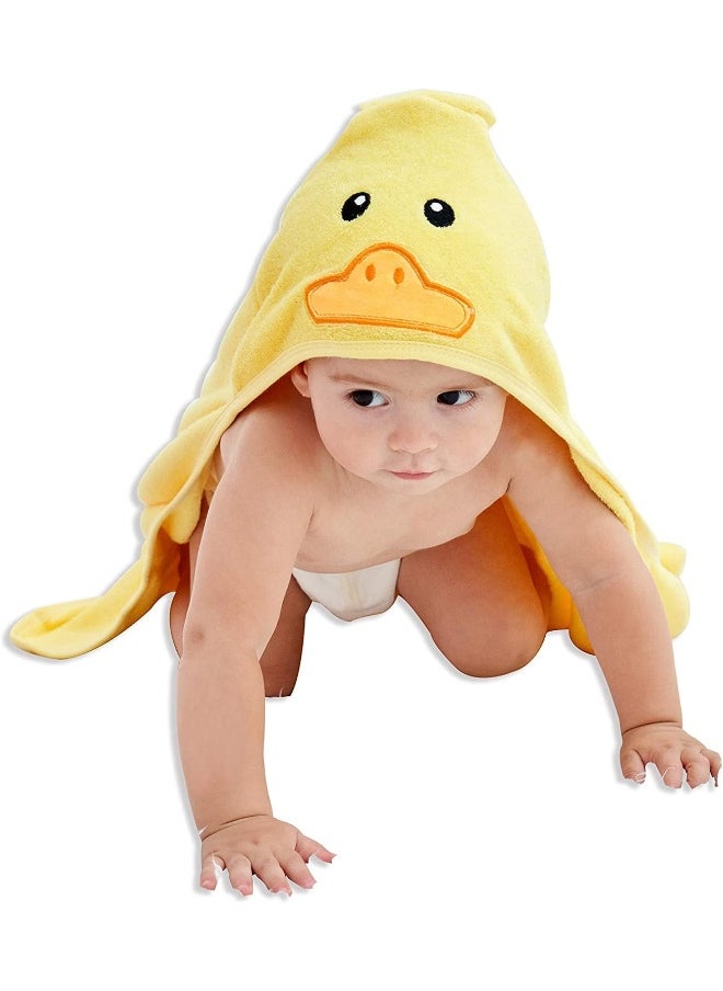 HIPHOP PANDA Bamboo Hooded Baby Towel - Softest Hooded Bath Towel for Baby, Toddler, Infant, Perfect for Boy and Girl - (Yellow Duck, 100cm x 100cm)