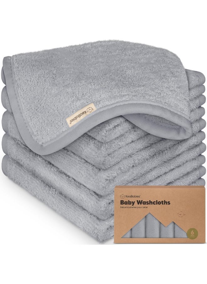 6-Pack Baby Washcloths - Soft Viscose Derived from Bamboo, Wash Cloths for Newborn, Kids, Bath Towels, Face Towel for Washing