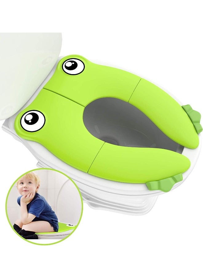 POKANIC Toilet Potty Training Seat Cover, Travel Toilet Seat, Folding Non Slip Silicone Pads, Travel Portable Reusable Kids Toddlers Boys Girls, Carry Bag