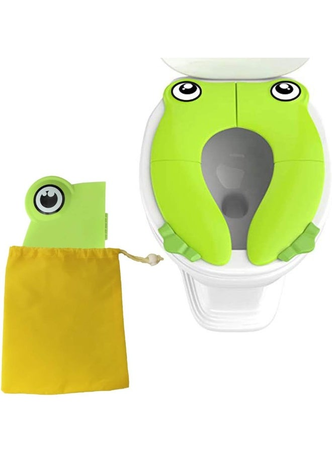 POKANIC Toilet Potty Training Seat Cover, Travel Toilet Seat, Folding Non Slip Silicone Pads, Travel Portable Reusable Kids Toddlers Boys Girls, Carry Bag
