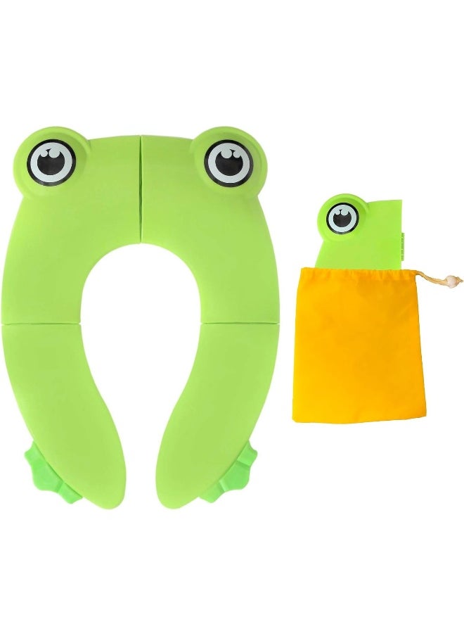 POKANIC Toilet Potty Training Seat Cover, Travel Toilet Seat, Folding Non Slip Silicone Pads, Travel Portable Reusable Kids Toddlers Boys Girls, Carry Bag