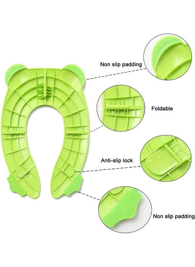 POKANIC Toilet Potty Training Seat Cover, Travel Toilet Seat, Folding Non Slip Silicone Pads, Travel Portable Reusable Kids Toddlers Boys Girls, Carry Bag