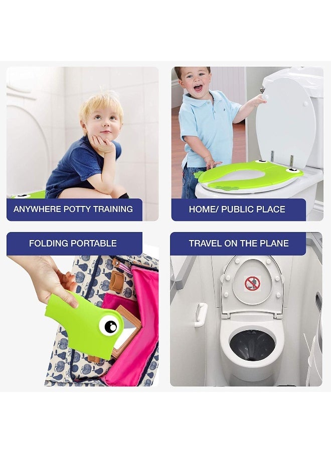 POKANIC Toilet Potty Training Seat Cover, Travel Toilet Seat, Folding Non Slip Silicone Pads, Travel Portable Reusable Kids Toddlers Boys Girls, Carry Bag