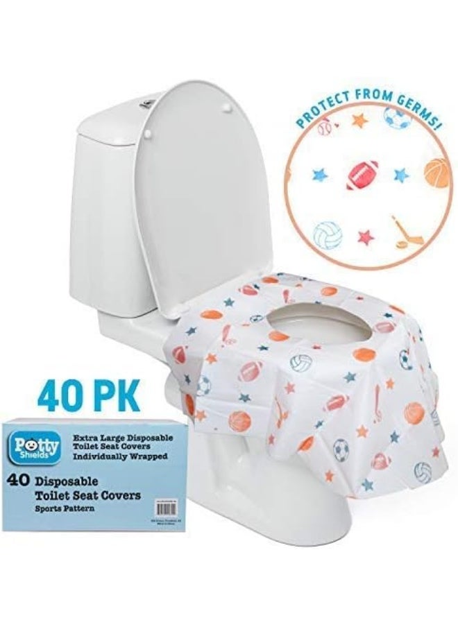 POTTY SHIELDS Disposable Toilet Seat Covers for Kids & Adults, 40 Pack