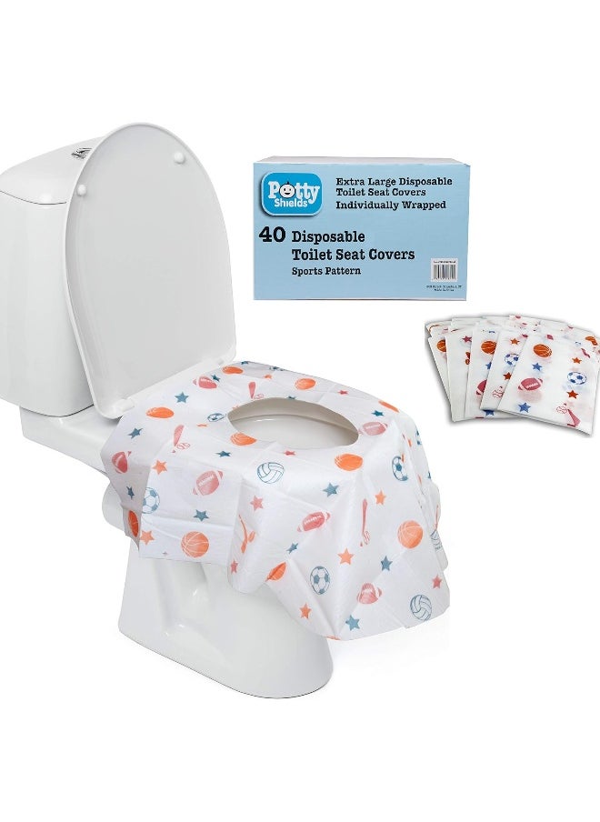 POTTY SHIELDS Disposable Toilet Seat Covers for Kids & Adults, 40 Pack