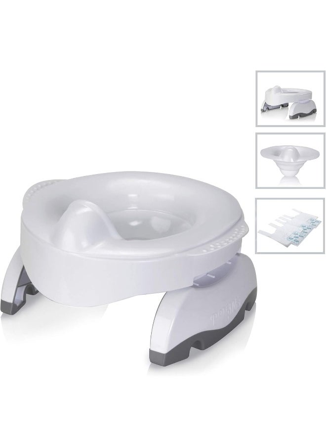 Kalencom Potette Premium 2-in-1 Complete Potty set - Travel Potty, Home Potty with 3 super absorbent disposable liners with magic disappearing ink