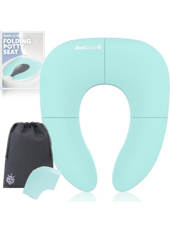 Folding Travel Potty Seat for Boys and Girls, Fits Round & Oval Toilets, Non-Slip Suction Cups, Includes Free Travel Bag - Jool Baby