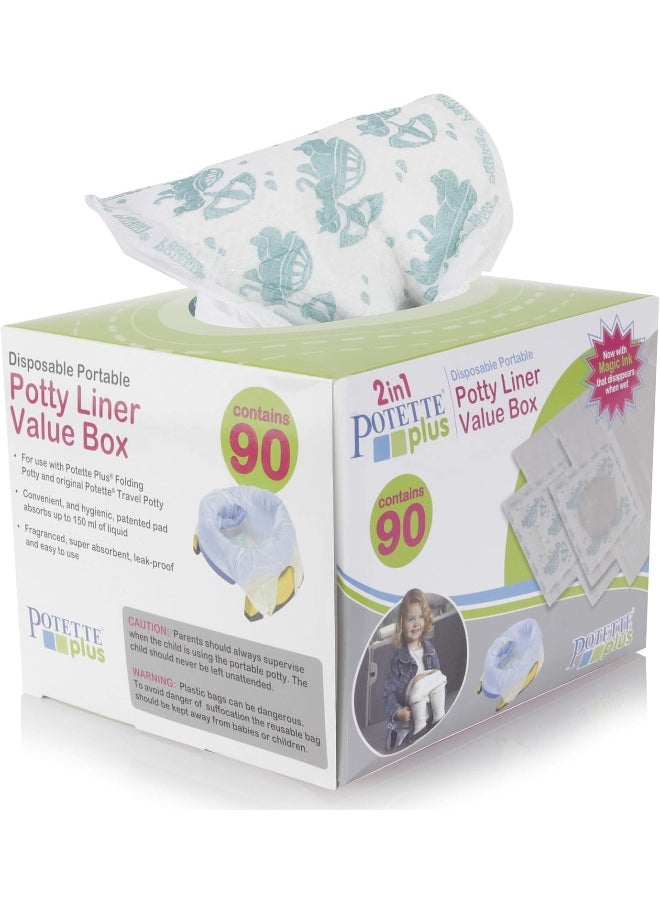 Kalencom Potette Plus Potty Seat Liners with Magic Disappearing Ink Value Box - 90 Liners