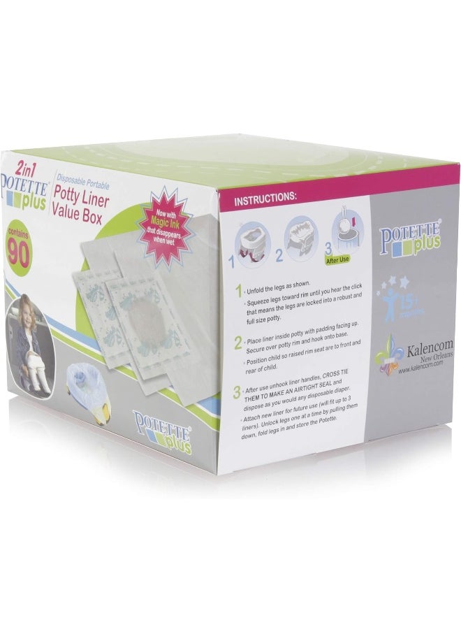 Kalencom Potette Plus Potty Seat Liners with Magic Disappearing Ink Value Box - 90 Liners
