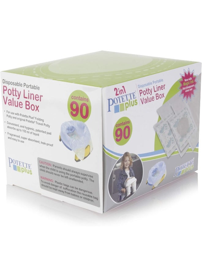 Kalencom Potette Plus Potty Seat Liners with Magic Disappearing Ink Value Box - 90 Liners
