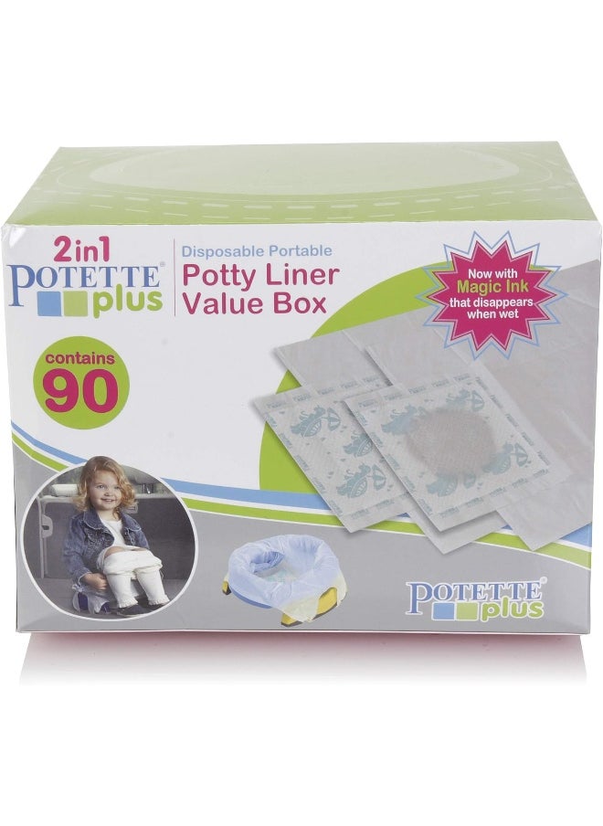 Kalencom Potette Plus Potty Seat Liners with Magic Disappearing Ink Value Box - 90 Liners