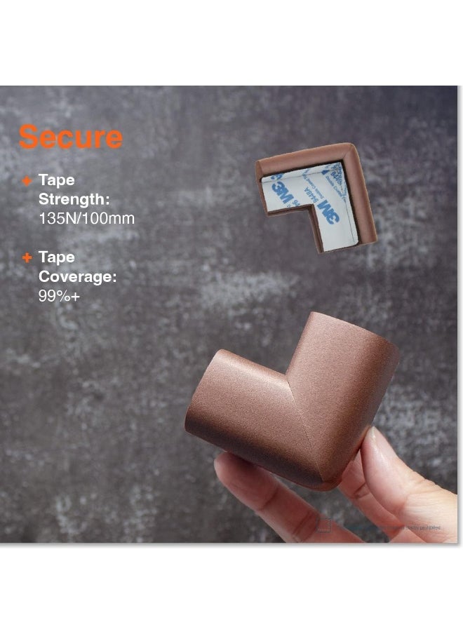 Roving Cove | Baby Proofing Corner Guards Edge Protectors | Soft Caring Baby Corners | Foam Rubber Table Furniture Bumper Child Safety | Safe Corner Cushion | Pre-Taped | 8-Piece Coffee (Brown)