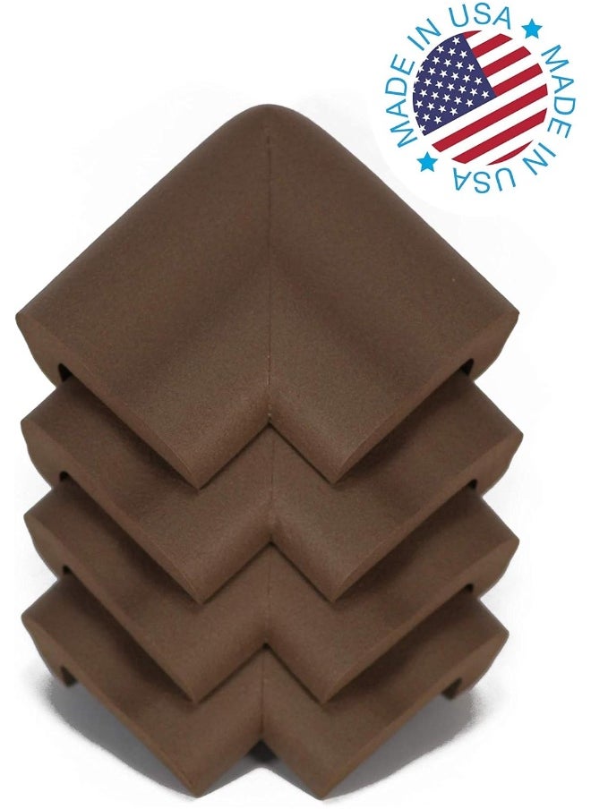 KidKusion Jumbo Corner Cushion | Made in USA | Brown | 4 Pack | Furniture and Corner Protector