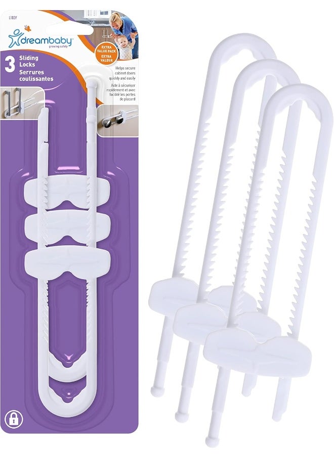 Dreambaby Cabinet Sliding Lock (Pack of 3, White)
