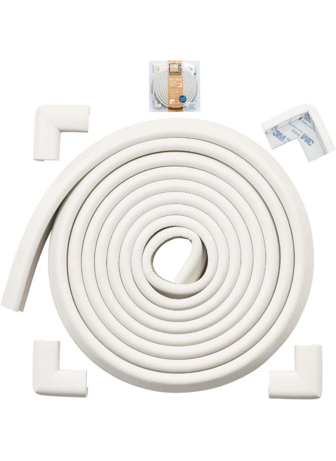 Roving Cove Edge Corner Protector Baby Proofing (Large 15ft Edge 4 Corners), Hefty-Fit Heavy-Duty, Soft NBR Rubber Foam, Furniture Fireplace Safety Bumper Guard, 3M Adhesive, Oyster White (Off White)
